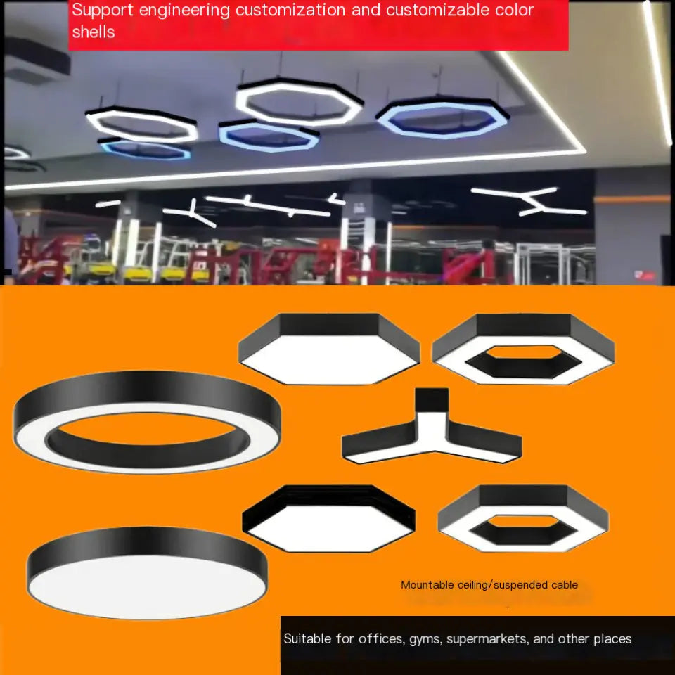 Hexagonal Honeycomb Pendant Light for Gym & Office